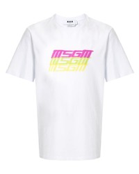 weißes bedrucktes T-Shirt mit einem Rundhalsausschnitt von MSGM