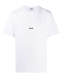 weißes bedrucktes T-Shirt mit einem Rundhalsausschnitt von MSGM