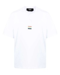 weißes bedrucktes T-Shirt mit einem Rundhalsausschnitt von MSGM