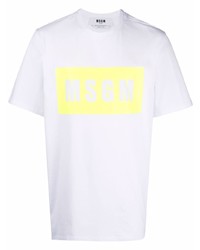 weißes bedrucktes T-Shirt mit einem Rundhalsausschnitt von MSGM