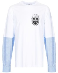 weißes bedrucktes T-Shirt mit einem Rundhalsausschnitt von MSGM