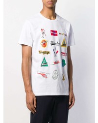 weißes bedrucktes T-Shirt mit einem Rundhalsausschnitt von Moncler