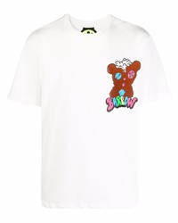 weißes bedrucktes T-Shirt mit einem Rundhalsausschnitt von #Mumofsix