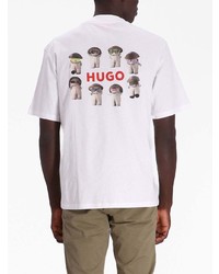 weißes bedrucktes T-Shirt mit einem Rundhalsausschnitt von Hugo