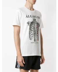 weißes bedrucktes T-Shirt mit einem Rundhalsausschnitt von Àlg