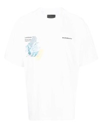 weißes bedrucktes T-Shirt mit einem Rundhalsausschnitt von Musium Div.