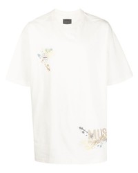 weißes bedrucktes T-Shirt mit einem Rundhalsausschnitt von Musium Div.