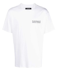 weißes bedrucktes T-Shirt mit einem Rundhalsausschnitt von Nahmias