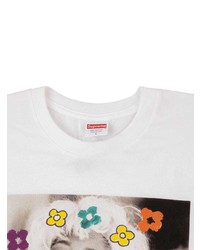 weißes bedrucktes T-Shirt mit einem Rundhalsausschnitt von Supreme