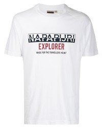 weißes bedrucktes T-Shirt mit einem Rundhalsausschnitt von Napapijri