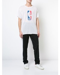 weißes bedrucktes T-Shirt mit einem Rundhalsausschnitt von The Elder Statesman X Nba