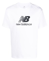 weißes bedrucktes T-Shirt mit einem Rundhalsausschnitt von New Balance