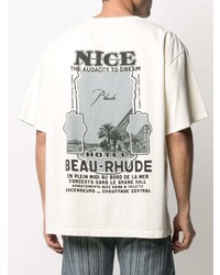 weißes bedrucktes T-Shirt mit einem Rundhalsausschnitt von Rhude