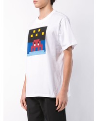 weißes bedrucktes T-Shirt mit einem Rundhalsausschnitt von Mostly Heard Rarely Seen 8-Bit