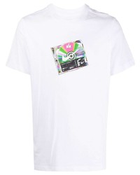 weißes bedrucktes T-Shirt mit einem Rundhalsausschnitt von Nike