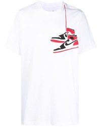 weißes bedrucktes T-Shirt mit einem Rundhalsausschnitt von Nike