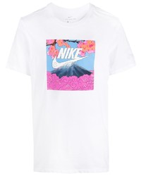 weißes bedrucktes T-Shirt mit einem Rundhalsausschnitt von Nike