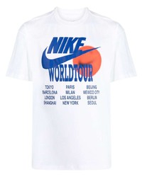 weißes bedrucktes T-Shirt mit einem Rundhalsausschnitt von Nike