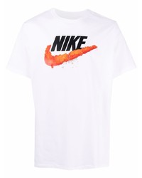 weißes bedrucktes T-Shirt mit einem Rundhalsausschnitt von Nike