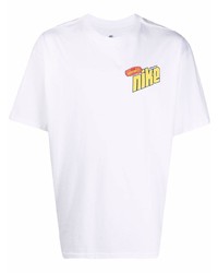 weißes bedrucktes T-Shirt mit einem Rundhalsausschnitt von Nike