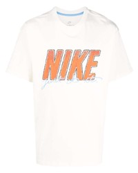 weißes bedrucktes T-Shirt mit einem Rundhalsausschnitt von Nike