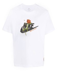 weißes bedrucktes T-Shirt mit einem Rundhalsausschnitt von Nike