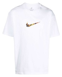 weißes bedrucktes T-Shirt mit einem Rundhalsausschnitt von Nike