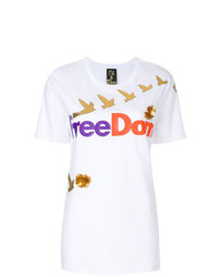 weißes bedrucktes T-Shirt mit einem Rundhalsausschnitt von Nil & Mon