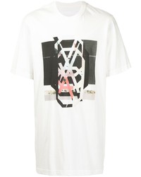 weißes bedrucktes T-Shirt mit einem Rundhalsausschnitt von Niløs