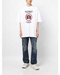 weißes bedrucktes T-Shirt mit einem Rundhalsausschnitt von Vetements