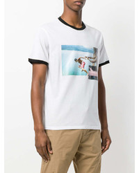 weißes bedrucktes T-Shirt mit einem Rundhalsausschnitt von No.21