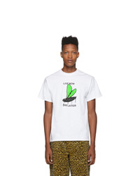 weißes bedrucktes T-Shirt mit einem Rundhalsausschnitt von Noah NYC