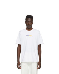 weißes bedrucktes T-Shirt mit einem Rundhalsausschnitt von Noah NYC