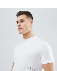 weißes bedrucktes T-Shirt mit einem Rundhalsausschnitt von Noak