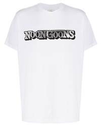 weißes bedrucktes T-Shirt mit einem Rundhalsausschnitt von Noon Goons