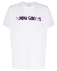 weißes bedrucktes T-Shirt mit einem Rundhalsausschnitt von Noon Goons