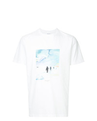 weißes bedrucktes T-Shirt mit einem Rundhalsausschnitt von Norse Projects