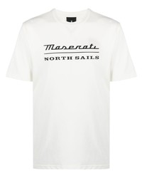 weißes bedrucktes T-Shirt mit einem Rundhalsausschnitt von North Sails