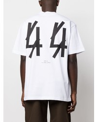 weißes bedrucktes T-Shirt mit einem Rundhalsausschnitt von 44 label group