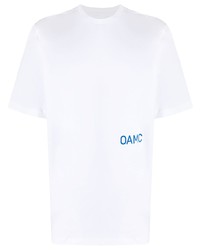 weißes bedrucktes T-Shirt mit einem Rundhalsausschnitt von Oamc