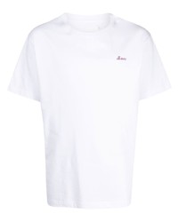 weißes bedrucktes T-Shirt mit einem Rundhalsausschnitt von Off Duty