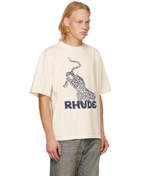 weißes bedrucktes T-Shirt mit einem Rundhalsausschnitt von Rhude