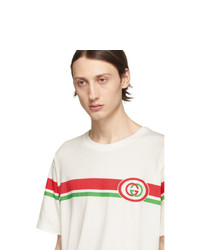 weißes bedrucktes T-Shirt mit einem Rundhalsausschnitt von Gucci