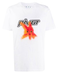 weißes bedrucktes T-Shirt mit einem Rundhalsausschnitt von Off-White