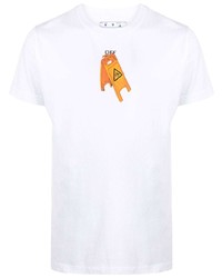 weißes bedrucktes T-Shirt mit einem Rundhalsausschnitt von Off-White