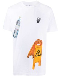 weißes bedrucktes T-Shirt mit einem Rundhalsausschnitt von Off-White