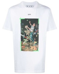 weißes bedrucktes T-Shirt mit einem Rundhalsausschnitt von Off-White