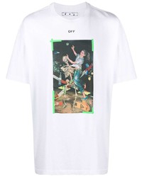 weißes bedrucktes T-Shirt mit einem Rundhalsausschnitt von Off-White