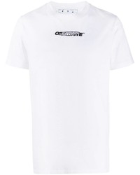 weißes bedrucktes T-Shirt mit einem Rundhalsausschnitt von Off-White