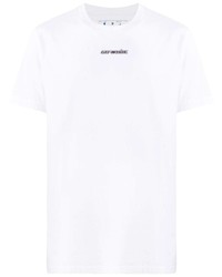 weißes bedrucktes T-Shirt mit einem Rundhalsausschnitt von Off-White